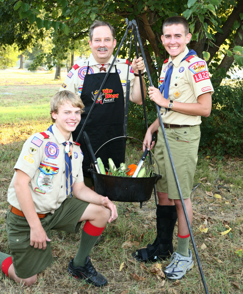 Richard Hayes with members of his Boy Scout troop